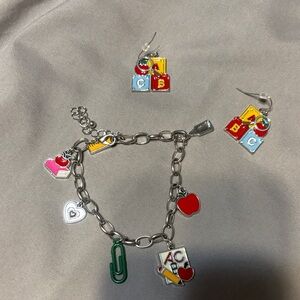 Maurices Silver Kids Charm Bracelet and Earrings Set